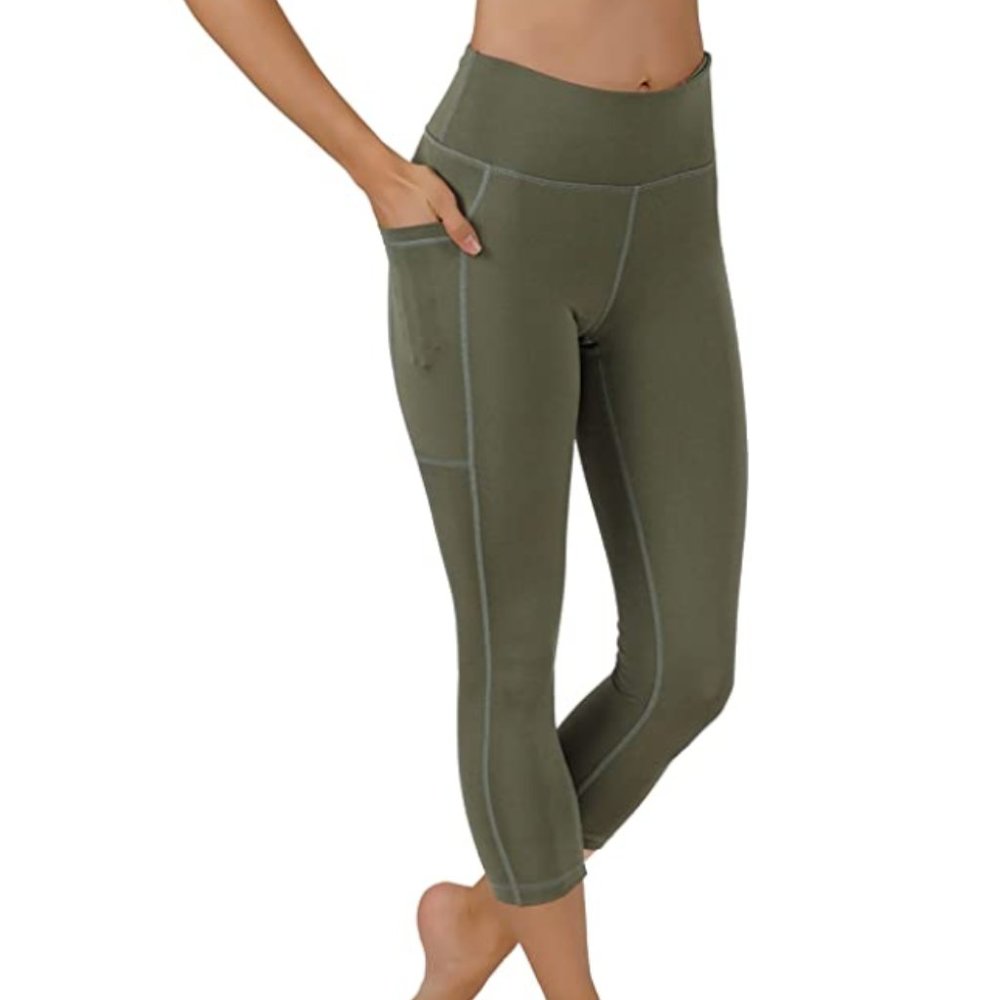 Yoga Pants Capri Leggings Both Sides Pockets